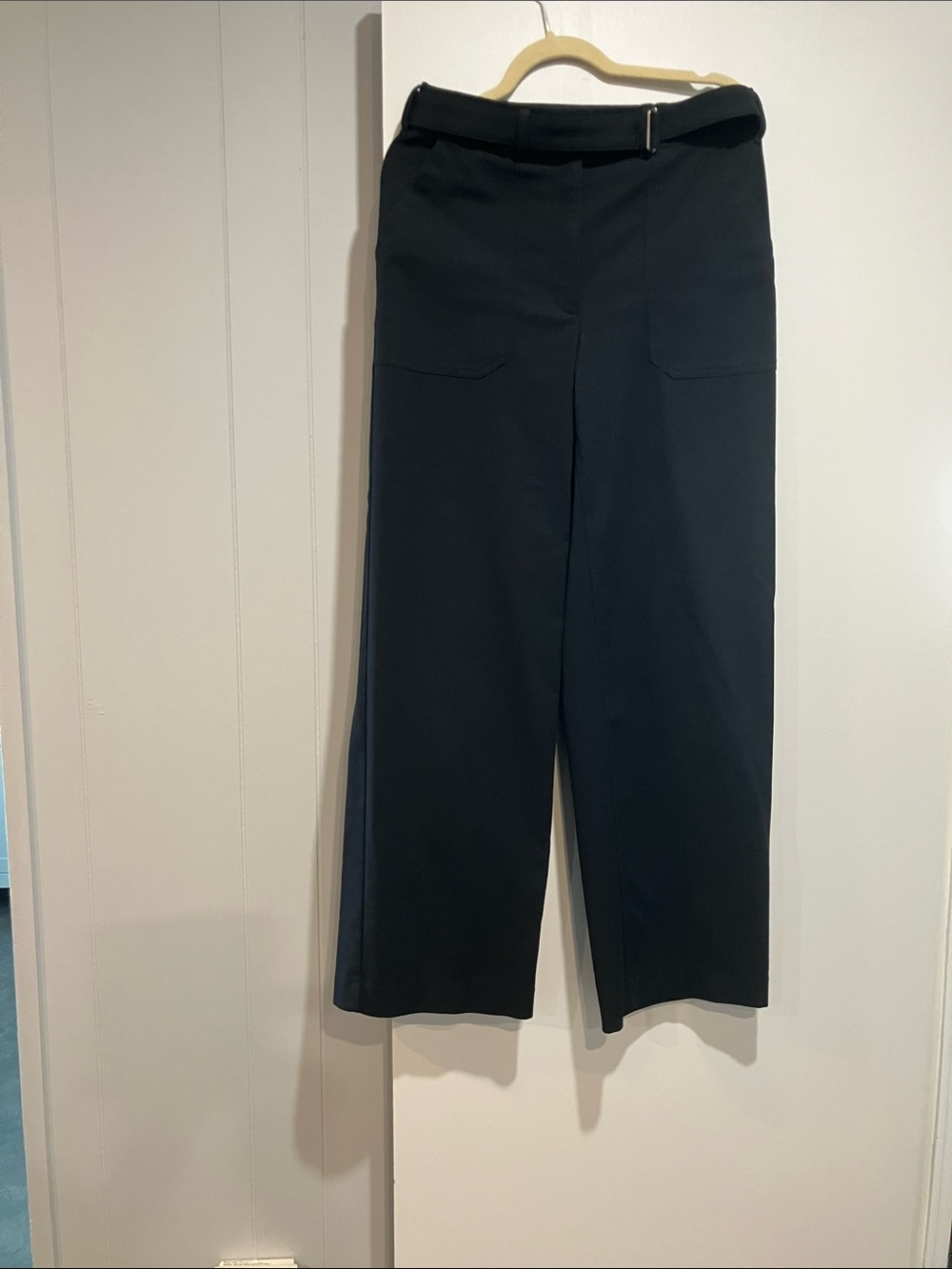 Theory Black Wide-Leg High-Rise Trousers